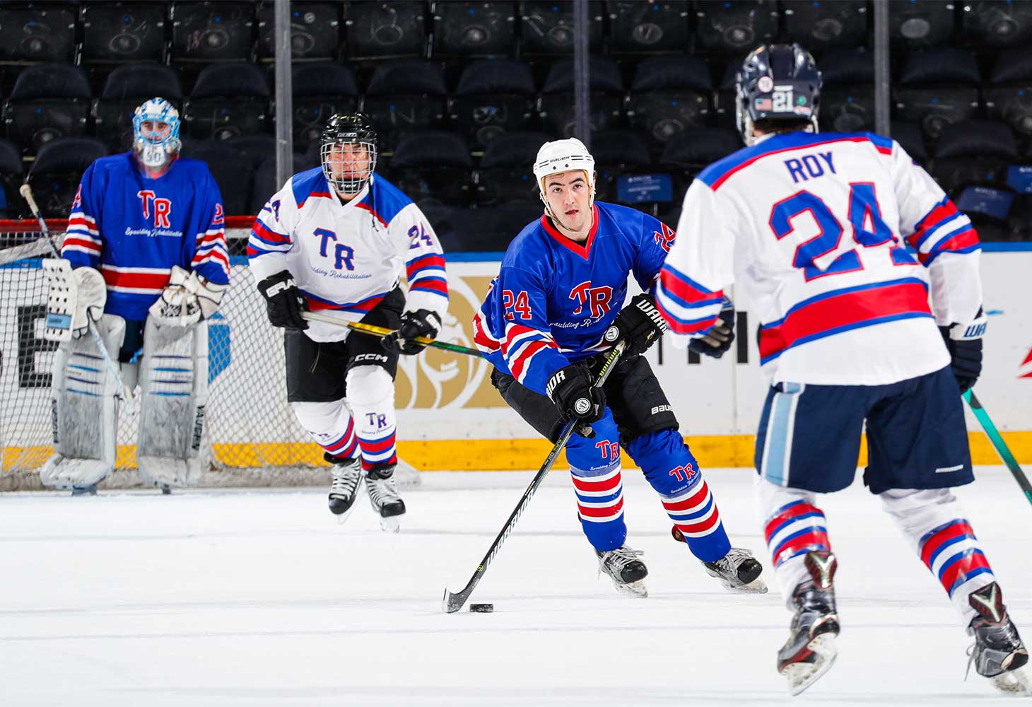 Hockey players on the ice.