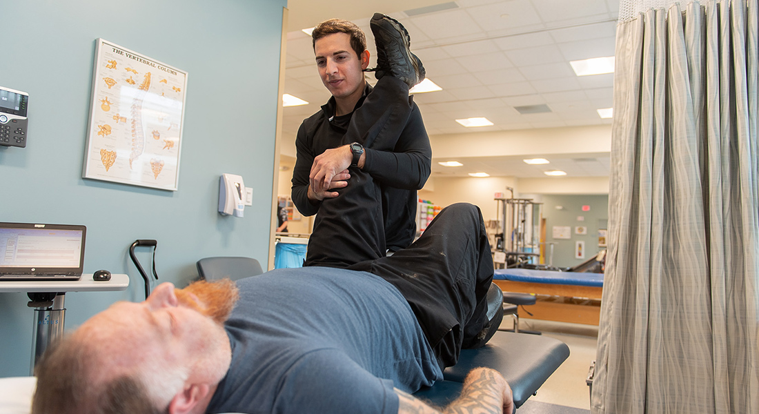 Patient working with physical therapist at Spaulding Outpatient Center Salem