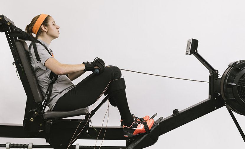 Photo of patient on rowing machine