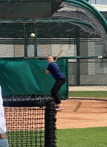 Dr. Borgstrom taking some swings at spring training.
