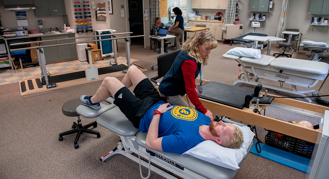Patient rehabbing at Spaulding Outpatient Center Yarmouth
